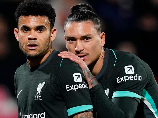 Liverpool's Luis Diaz and Darwin Nunez pictured on February 15, 2025