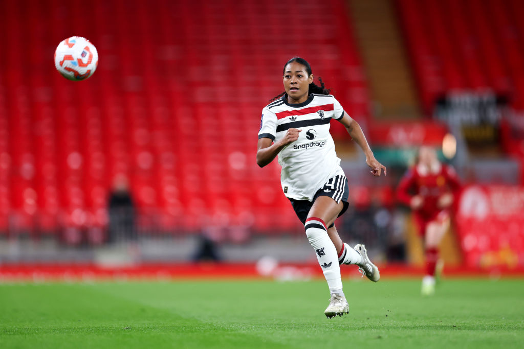 Jayde Riviere running after the ball