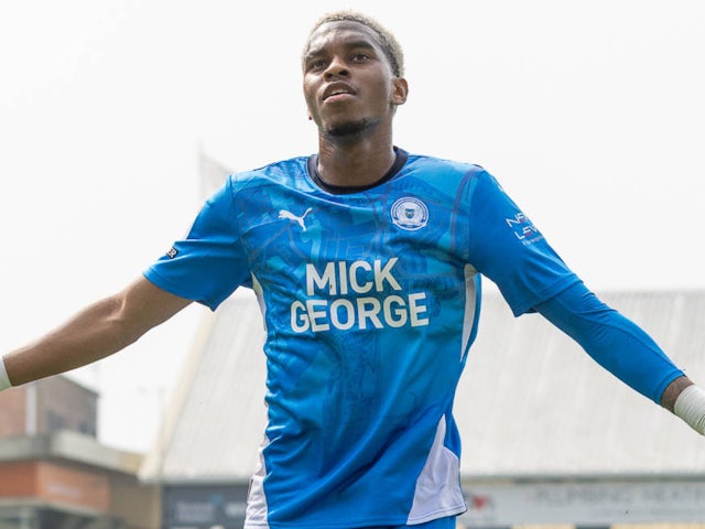 Malik Mothersille celebrates scoring for Peterborough United on April 26, 2025