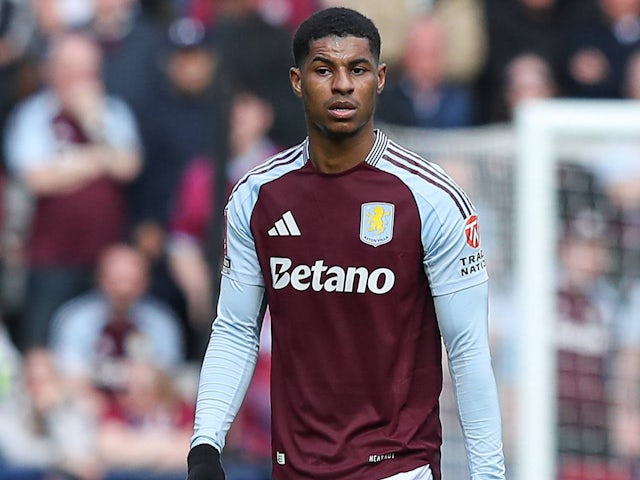 Marcus Rashford of Aston Villa during his team's FA Cup game against Preston North End, on March 30, 2025