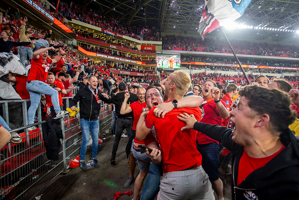 PSV goes into the lead after Ajax draws against Groningen, just in time after the game PSV - Heracles. PSV plays against Heracles at the Philips Stadion for the Eredivisie season 2024-2025 in Eindhoven, Netherlands, on May 14, 2025
