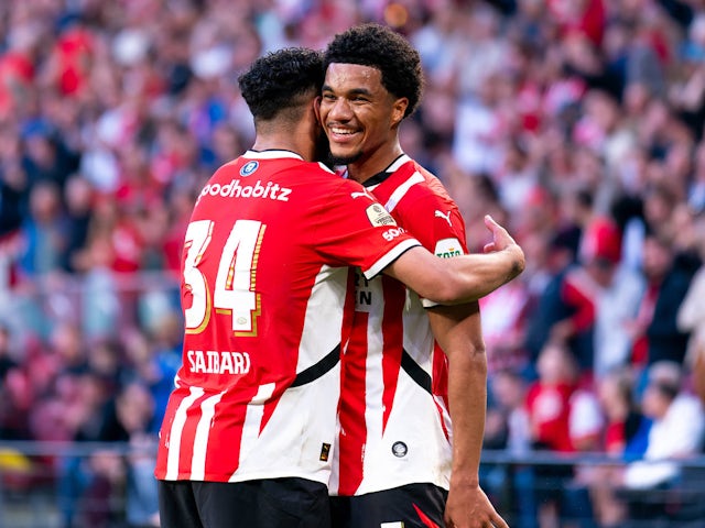 Malik Tillman of PSV celebrates on May 12, 2025