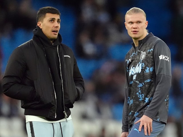 Manchester City's Rodri and Erling Haaland on March 1, 2025