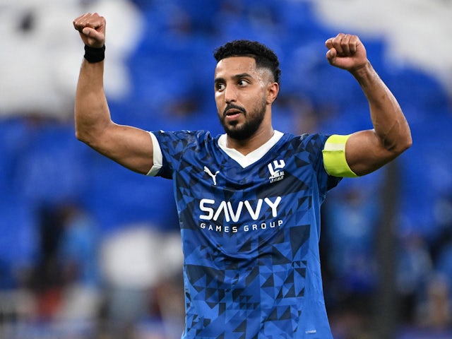 Salem Al-Dawsari celebrates scoring for Al-Hilal on April 25, 2025