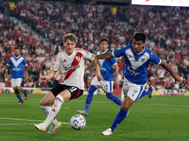 Velez Sarsfield defender Thiago Silvero in action against River Plate in May 2025.