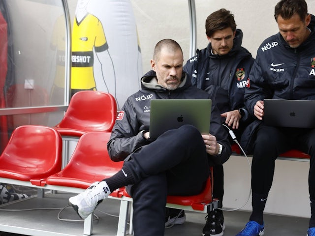 Brommapojkarna boss Ulf Kristiansson during his side's match against Halmstad, on May 10, 2025