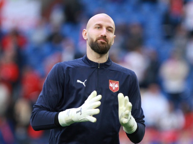 Serbia's Vanja Milinkovic-Savic pictured during the warm-up on June 16, 2024 [IMAGO]