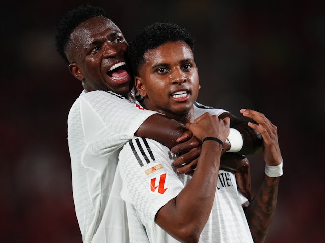Real Madrid's Vinicius Junior and Rodrygo on August 18, 2024