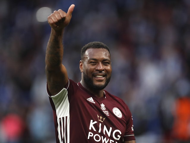 Wes Morgan in action for Leicester City on May 15, 2021