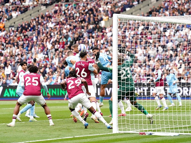 Nottingham Forest's Nikola Milenkovic scores against West Ham United on May 18, 2025