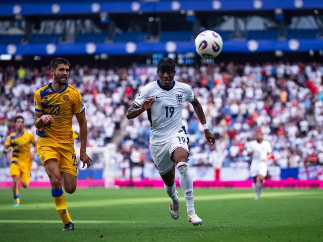 Noni Madueke of England challenges for the ball on June 07, 2025