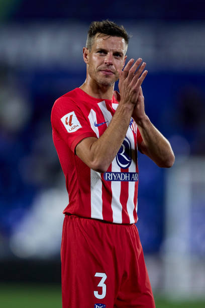 Cesar Azpilicueta GETAFE, SPAIN - MAY 15: Cesar Azpilicueta of Atletico de Madrid acknowledges the fans after their sides victory during the LaLiga EA Sports match between Getafe CF and Atletico Madrid at Coliseum Alfonso Perez on May 15, 2024 in Getafe, Spain.
